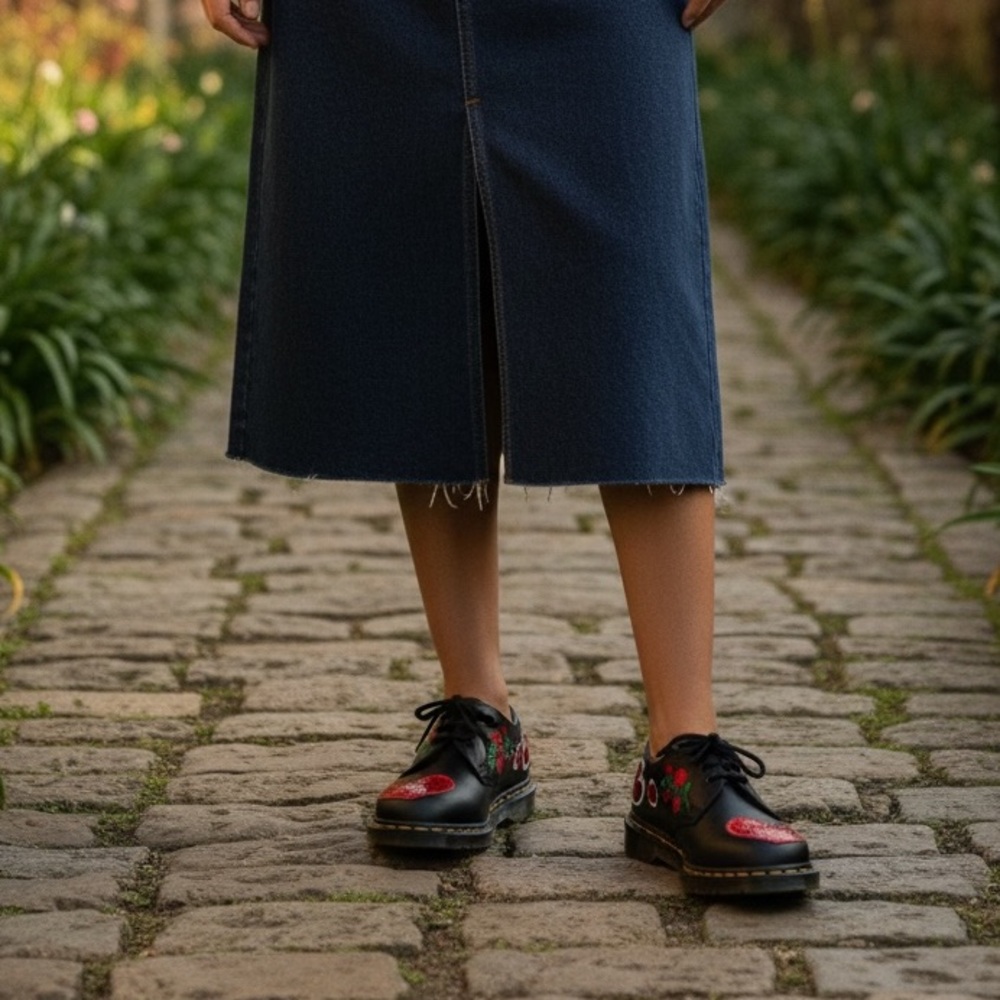 DR. MARTENS” 1461 “SEQUIN HEARTS” (BLACK / RED) 🇬🇧❤️ - Picture 9 of 12